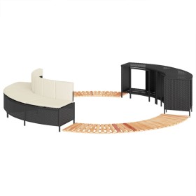 Acacia wood and black synthetic rattan whirlpool