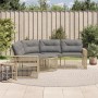 L-shaped garden sofa with beige PE rattan cushions and stool by , Outdoor sofas - Ref: Foro24-365897, Price: 346,10 €, Discou...