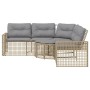 L-förmiges Gartensofa mit Kissen und Hocker aus beigem PE-Rattan. von , Outdoor-Sofas - Ref: Foro24-365897, Preis: 346,10 €, ...