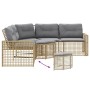 L-förmiges Gartensofa mit Kissen und Hocker aus beigem PE-Rattan. | Foro24|Onlineshop| Casa, Jardín y Más Foro24.es