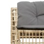 L-förmiges Gartensofa mit Kissen und Hocker aus beigem PE-Rattan. | Foro24|Onlineshop| Casa, Jardín y Más Foro24.es