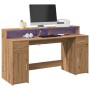 Engineered oak artisan wood desk with LED lights, measuring 160x55x91cm. by , Desks - Ref: Foro24-3309437, Price: 201,28 €, D...