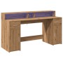 Engineered oak artisan wood desk with LED lights, measuring 160x55x91cm. by , Desks - Ref: Foro24-3309437, Price: 201,28 €, D...