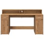 Engineered oak artisan wood desk with LED lights, measuring 160x55x91cm. by , Desks - Ref: Foro24-3309437, Price: 201,28 €, D...