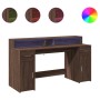 Desk with LED lights, engineered wood, brown oak, 160x55x91 cm by , Desks - Ref: Foro24-3309435, Price: 207,54 €, Discount: %