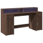 Desk with LED lights, engineered wood, brown oak, 160x55x91 cm by , Desks - Ref: Foro24-3309435, Price: 207,54 €, Discount: %