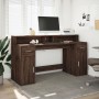 Desk with LED lights, engineered wood, brown oak, 160x55x91 cm by , Desks - Ref: Foro24-3309435, Price: 207,54 €, Discount: %