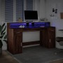 Desk with LED lights, engineered wood, brown oak, 160x55x91 cm by , Desks - Ref: Foro24-3309435, Price: 207,54 €, Discount: %