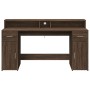 Desk with LED lights, engineered wood, brown oak, 160x55x91 cm by , Desks - Ref: Foro24-3309435, Price: 207,54 €, Discount: %