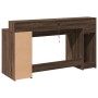 Desk with LED lights, engineered wood, brown oak, 160x55x91 cm by , Desks - Ref: Foro24-3309435, Price: 207,54 €, Discount: %