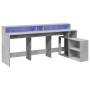 Desk with LED lights, engineered wood, gray concrete finish, 200x104x91cm by , Desks - Ref: Foro24-3309468, Price: 198,57 €, ...