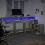 Desk with LED lights, engineered wood, gray concrete finish, 200x104x91cm by , Desks - Ref: Foro24-3309468, Price: 198,57 €, ...