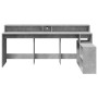 Desk with LED lights, engineered wood, gray concrete finish, 200x104x91cm by , Desks - Ref: Foro24-3309468, Price: 198,57 €, ...