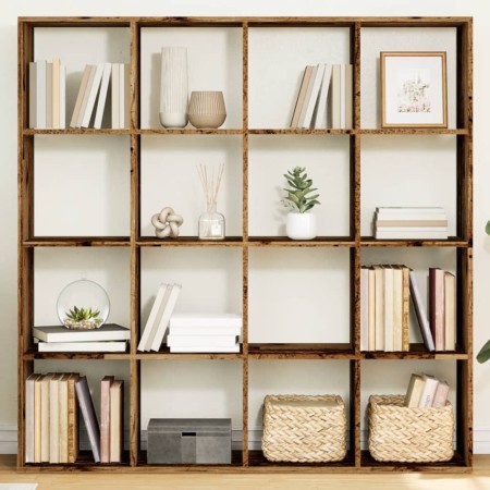 Aged engineered wood bookshelf 137.5x29x137.5 cm by , Bookcases and shelves - Ref: Foro24-3310296, Price: 137,61 €, Discount: %