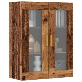 Wall-mounted hanging cabinet in aged wood