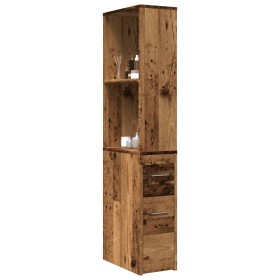 Narrow bathroom cabinet with aged wood and wheels by , Lockers and storage cabinets - Ref: Foro24-855302, Price: 93,15 €, Dis...