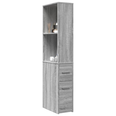 Narrow bathroom cabinet with wheels in Sonoma gray wood by , Lockers and storage cabinets - Ref: Foro24-855300, Price: 95,82 ...