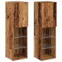 TV stands with LED lights 2 units aged wood 30.5x30x102 cm by , TV Furniture - Ref: Foro24-857677, Price: 111,55 €, Discount: %