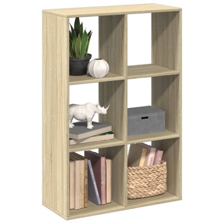 Wooden room divider bookcase in Sonoma oak engineering 69.5x29x103.5cm by , Bookcases and shelves - Ref: Foro24-858014, Price...