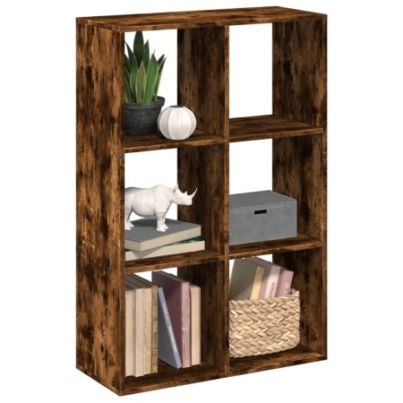 Smoked oak wood divider bookcase 69.5x29x103.5 cm by , Bookcases and shelves - Ref: Foro24-858016, Price: 69,97 €, Discount: %