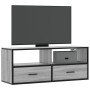 TV stand made of smoked oak wood and metal, measuring 100x31x39.5 cm. by , TV Furniture - Ref: Foro24-848932, Price: 82,99 €,...