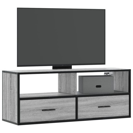 TV stand made of smoked oak wood and metal, measuring 100x31x39.5 cm. by , TV Furniture - Ref: Foro24-848932, Price: 105,10 €...