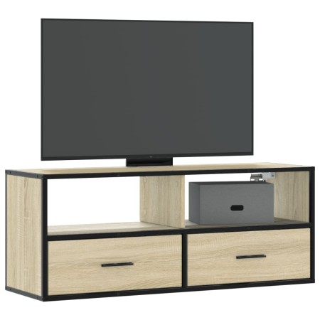 Mueble TV madera ingeniería y metal roble Sonoma 100x31x39,5 cm de , Muebles TV - Ref: Foro24-848930, Precio: 102,02 €, Descu...