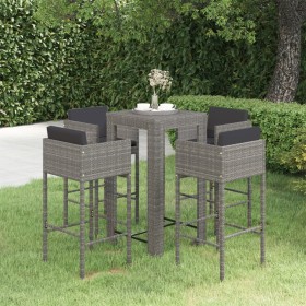 5-piece garden bar furniture set and gray synthetic rattan cushions by vidaXL, Garden sets - Ref: Foro24-3094782, Price: 399,...