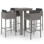 Set muebles bar jardín 5 piezas y cojines ratán sintético gris de vidaXL, Conjuntos de jardín - Ref: Foro24-3094782, Precio: ...