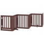 Folding dog gate 9 panels poplar wood brown 450 cm by , Dog kennels and fences - Ref: Foro24-3155659, Price: 139,49 €, Discou...