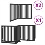 Folding dog gate 8 panels black poplar wood 640 cm by , Dog kennels and fences - Ref: Foro24-3155686, Price: 238,68 €, Discou...