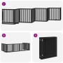 Folding dog gate 8 panels black poplar wood 640 cm by , Dog kennels and fences - Ref: Foro24-3155686, Price: 238,68 €, Discou...