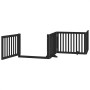 Folding dog gate 12 panels black poplar wood 960 cm by , Dog kennels and fences - Ref: Foro24-3155684, Price: 266,91 €, Disco...