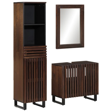 Set of 3-piece solid mango wood bathroom furniture. by , Bathroom furniture - Ref: Foro24-3217097, Price: 313,62 €, Discount: %