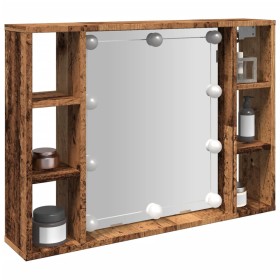 Furniture with mirror and LED aged engineered wood 76x15x55cm by , Closets and storage - Ref: Foro24-857001, Price: 76,86 €, ...