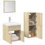 Set de muebles de baño 3 pzas madera contrachapada roble Sonoma de , Muebles de baño - Ref: Foro24-3324995, Precio: 87,16 €, ...