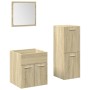 Set de muebles de baño 3 pzas madera contrachapada roble Sonoma de , Muebles de baño - Ref: Foro24-3324995, Precio: 87,16 €, ...