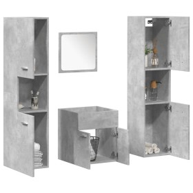 Badezimmermöbel-Set 4-teilig aus grauem Beton-Sperrholz. von , Badezimmermöbel - Ref: Foro24-3324873, Preis: 149,85 €, Rabatt: %