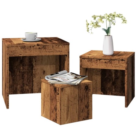 Stackable tables, set of 3, aged engineered wood by , Side tables - Ref: Foro24-856686, Price: 70,97 €, Discount: %