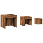 Mesas apilables 3 uds madera de ingeniería envejecida de , Mesas auxiliares - Ref: Foro24-856686, Precio: 70,97 €, Descuento: %