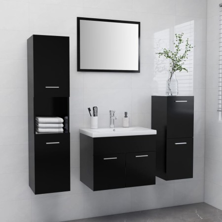 Engineered wood black bathroom furniture set by , Bathroom furniture - Ref: Foro24-3071091, Price: 265,61 €, Discount: %