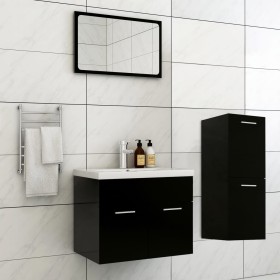 Engineered wood black bathroom furniture set by , Bathroom furniture - Ref: Foro24-3071451, Price: 251,41 €, Discount: %