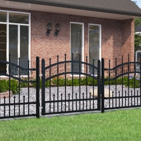 Black coated steel pointed spear fence gate 103x120cm by , garden gates - Ref: Foro24-151089, Price: 154,61 €, Discount: %