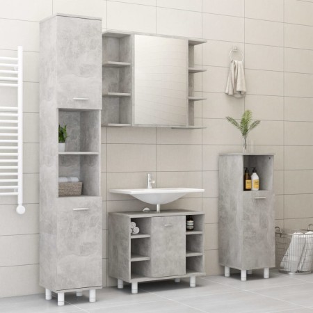 Juego muebles de baño 4 pzas madera de ingeniería gris hormigón de vidaXL, Muebles de baño - Ref: Foro24-3056902, Precio: 225...