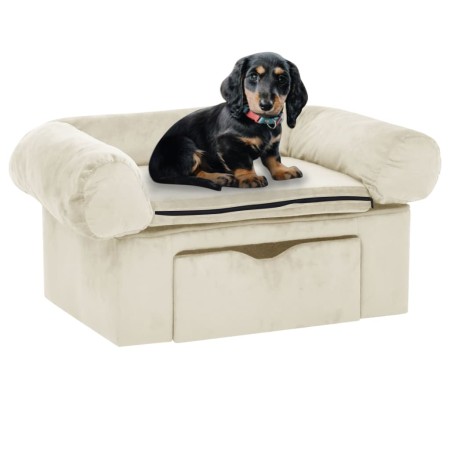 Hundesofa mit Schublade, cremefarbenes Plüsch, 75x50x38 cm. von , Betten für Hunde - Ref: Foro24-171082, Preis: 96,90 €, Raba...