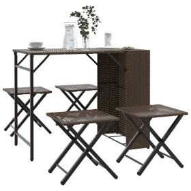 Folding 5-piece brown PE rattan garden dining set by , Garden sets - Ref: Foro24-365945, Price: 166,04 €, Discount: %