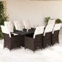 Garden dining set 9 pieces and brown synthetic rattan cushions | Foro24|Onlineshop| Casa, Jardín y Más Foro24.es