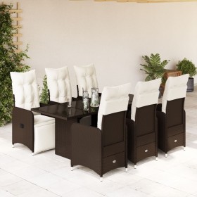 Garden table and chairs set, 7 pieces with brown