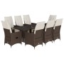 Garden table and chairs set, 9 pieces, with brown PE rattan cushions. | Foro24|Onlineshop| Casa, Jardín y Más Foro24.es