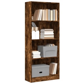 Estantería madera de ingeniería roble ahumado 60x24x143 cm de , Librerías y estanterías - Ref: Foro24-857816, Precio: 61,41 €...